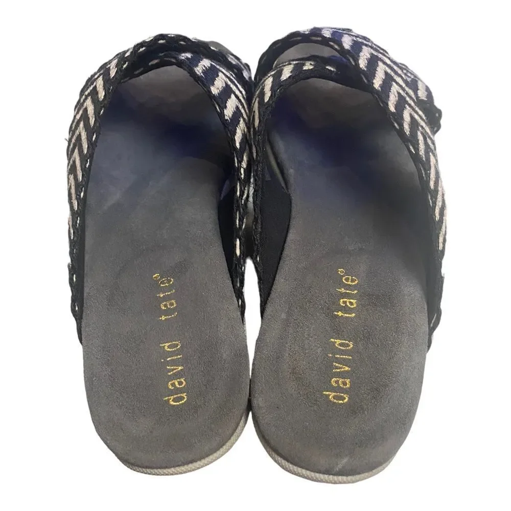 DAVID TATE Sleek Black Cream Slide Sandals NEW 7.5 7.5N